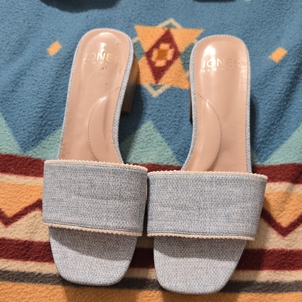 Jones New York Denim Blue Women's Slide Sandals